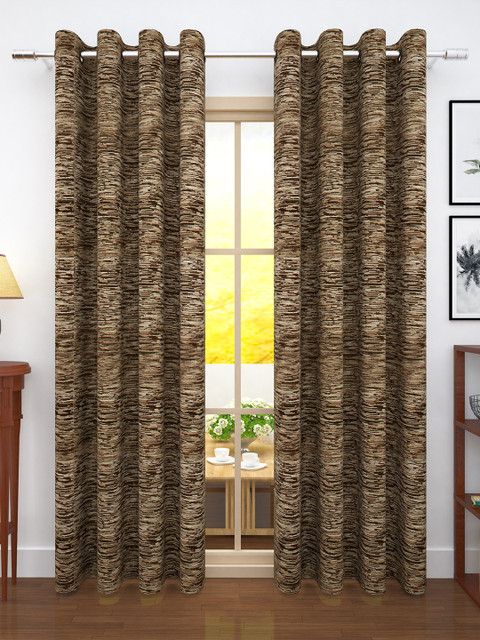 

Story@home Brown Set of 2 Jacquard Textured Door Curtains