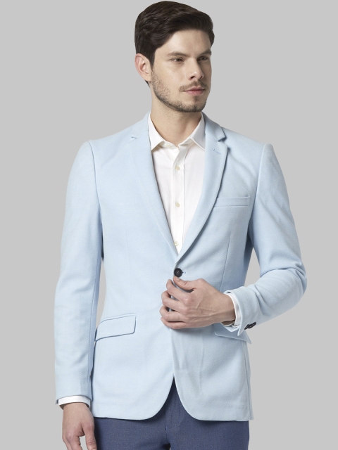

Park Avenue Men Blue Self-Design Single-Breasted Formal Blazer