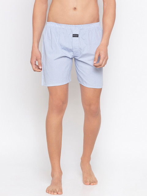 

Nick&Jess Men Blue & White Striped Boxers MNSBXR012C