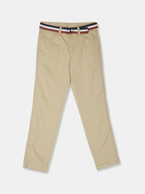 Cherokee Boys Beige Regular Fit Solid Regular Trousers