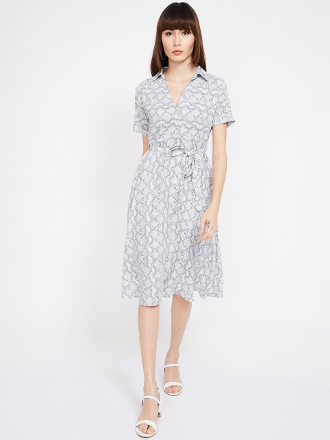 

CODE by Lifestyle Women Grey Printed Shirt Dress