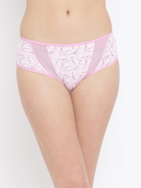 

Clovia Women White & Pink Printed Mid-Rise Hipster Briefs PN2670S18S
