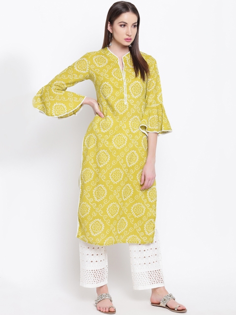 

Khushal K Women Yellow Printed Straight Kurta