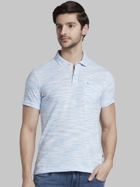 

Parx Men Blue Printed Polo Collar T-shirt