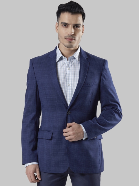 

Raymond Men Blue Checked Single-Breasted Formal Blazer