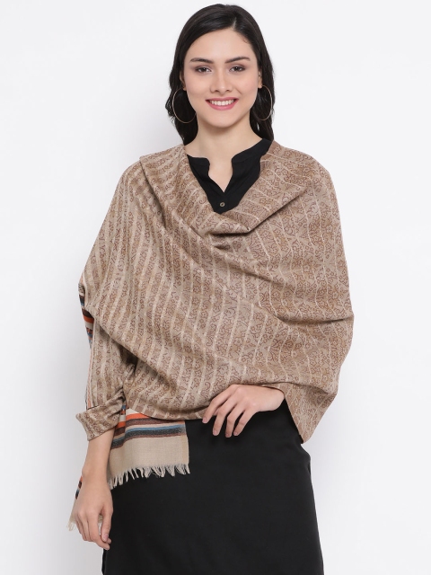 SHINGORA Women Beige Woven Design Stole