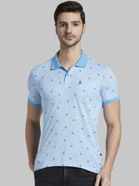 

Parx Men Blue Printed Polo Collar T-shirt