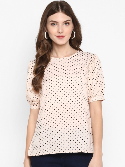 Indietoga Women Peach-Coloured Printed Top