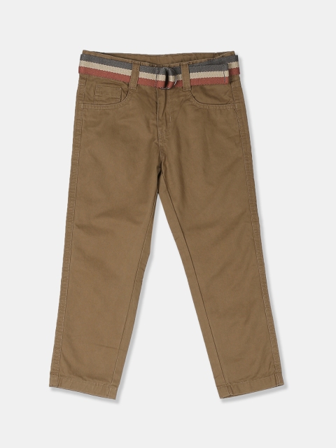 

Cherokee Boys Brown Regular Fit Solid Regular Trousers