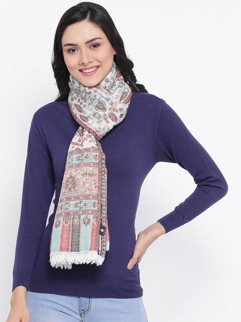 

SHINGORA Women Off White Woven Design Pure Woolen Shawl