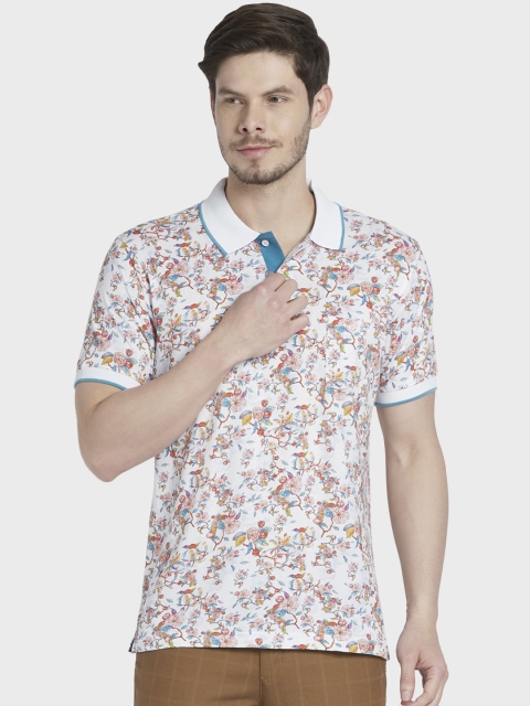 

ColorPlus Men White Printed Polo Collar T-shirt