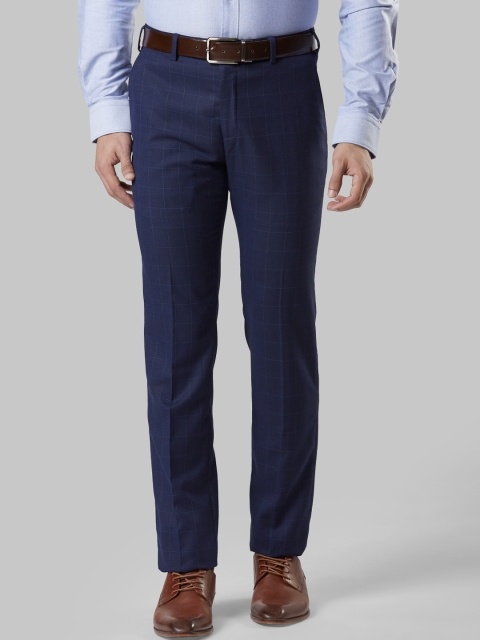 

Raymond Men Blue Slim Fit Checked Formal Trousers
