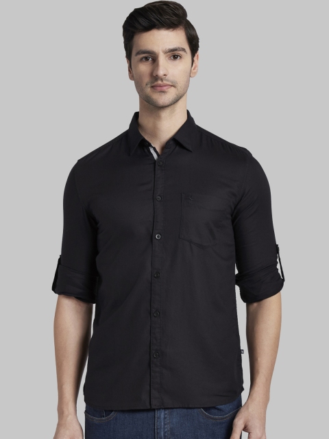 

Parx Men Black Slim Fit Solid Casual Shirt