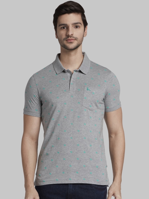 

Parx Men Grey Printed Polo Collar T-shirt