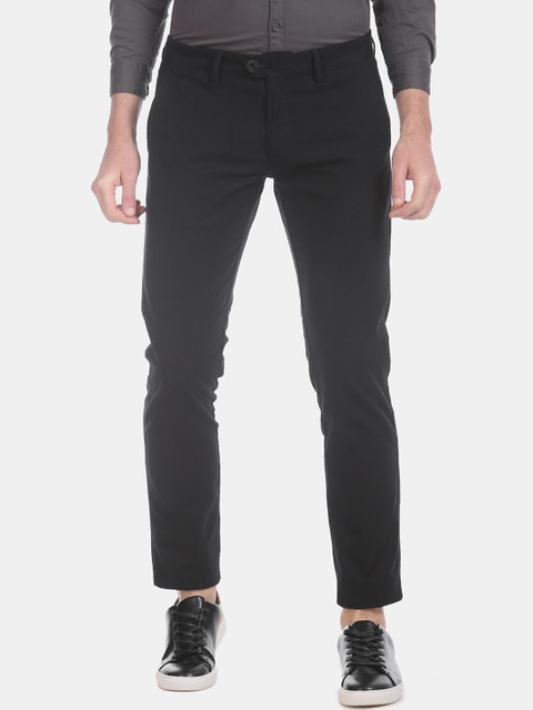 

Ruggers Men Black Slim Fit Solid Regular Trousers