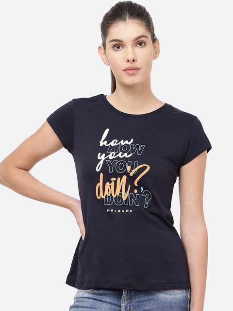

Free Authority Women Blue Friends Printed Round Neck T-Shirt
