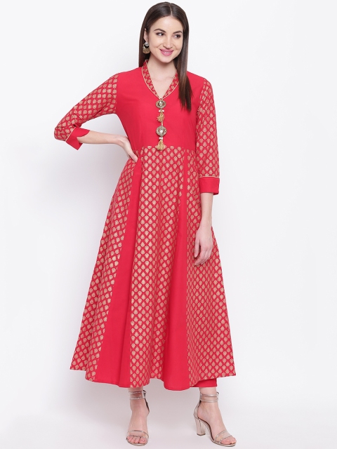 

Khushal K Women Red Printed A-Line Kurta