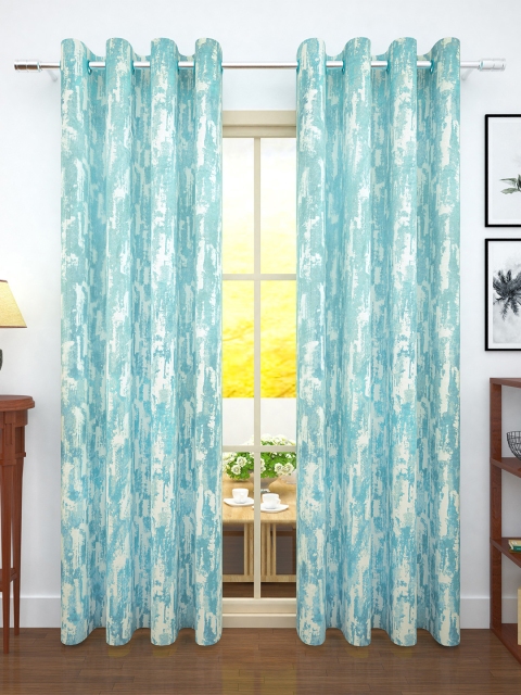 

Story@home Turquoise Blue & White Set of 2 Jacquard Textured Door Curtains
