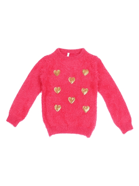 

Pantaloons Junior Girls Pink Ribbed Sequinned Pullover Sweater