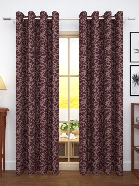 

Story@home Magenta & Gold-Toned Jacquard Set of 2 Door Curtains