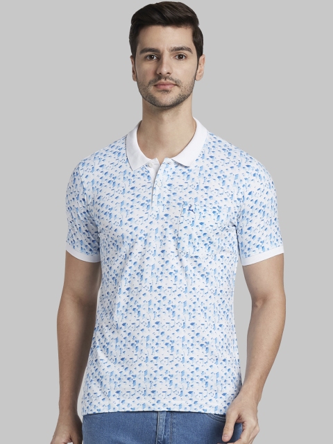 

Parx Men Blue Printed Polo Collar T-shirt