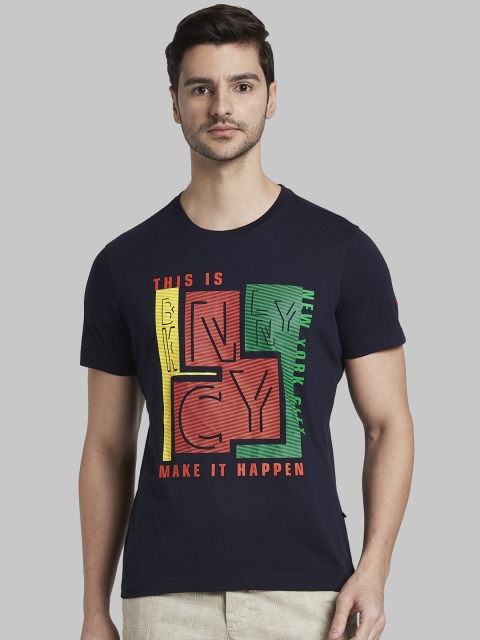 

Parx Men Navy Blue Printed Round Neck T-shirt