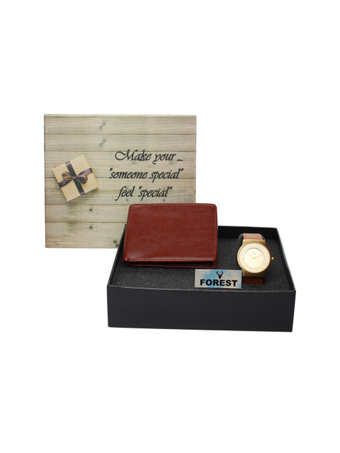

Hobforestessentials Men Watch & Wallet Gift Set, Gold