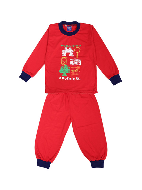 

SWEET ANGEL Boys Red Printed Night Suit