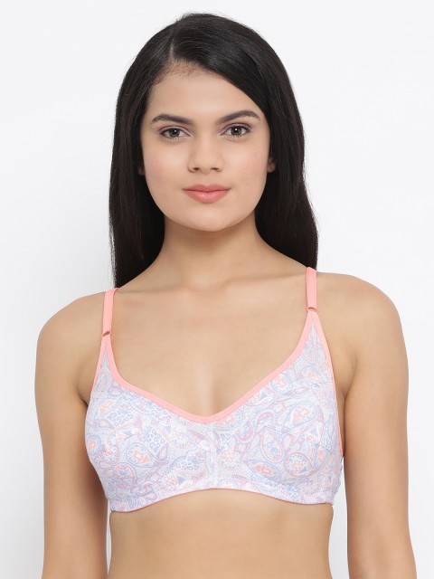 

Clovia Off-White & Blue Printed Non-Wired Non Padded Everyday Bra BR0185G2232B