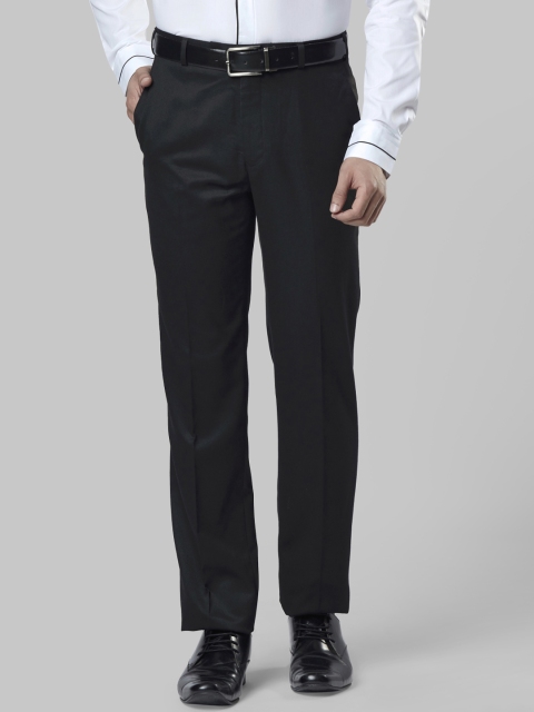 

Raymond Men Black Regular Fit Self Design Formal Trousers