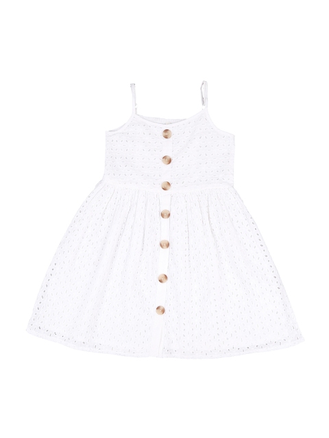 

Pantaloons Junior Girls White Solid Fit and Flare Dress