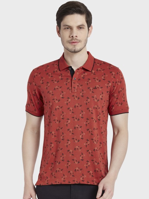 

ColorPlus Men Orange Printed Polo Collar T-shirt