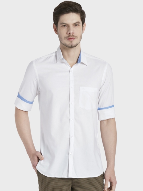

ColorPlus Men White Tailored Fit Solid Casual Shirt