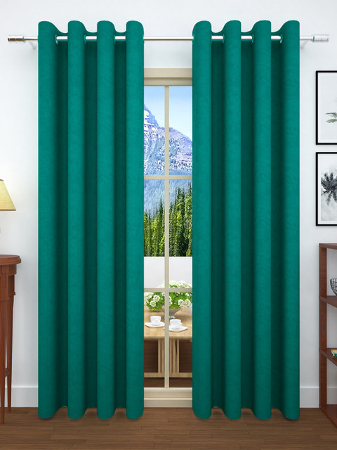 

Story@home Teal Green Set of 2 Jacquard Textured Door Curtains
