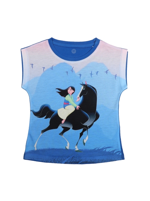 

YK Disney Girls Blue Printed T-shirt