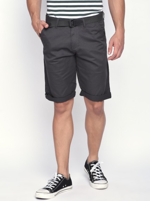 

beevee Men Charcoal Grey Solid Regular Shorts