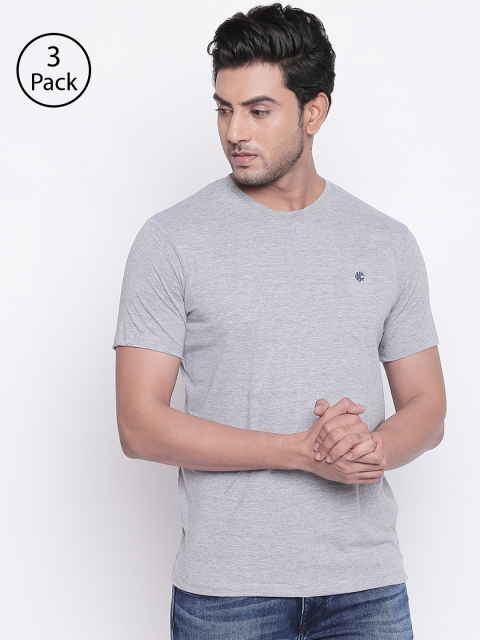 

Killer Men Pack Of 3 Solid Round Neck T-shirts, Grey