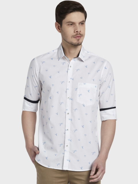 

ColorPlus Men Blue & White Tailored Fit Printed Casual Shirt