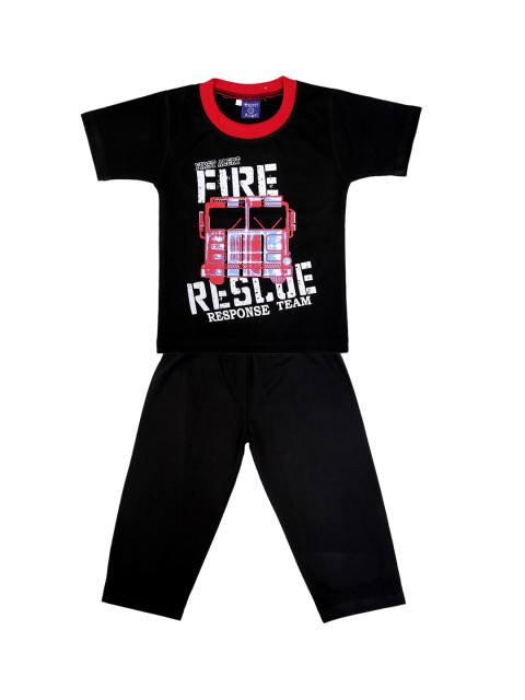 

SWEET ANGEL Boys Black Printed Night suit