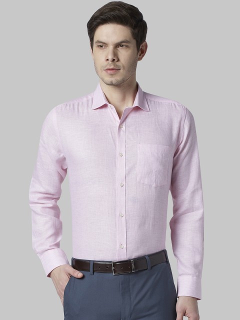 

Park Avenue Men Pink Regular Fit Self Design Linen Formal Shirt