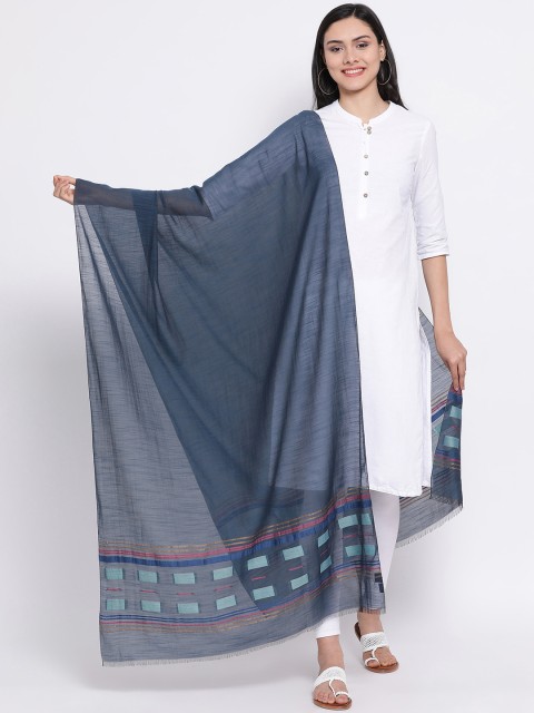 

SHINGORA Blue Woven Design Antimicrobial Sustainable Dupatta