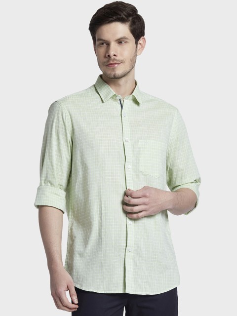 

ColorPlus Men Green Tailored Fit Printed Casual Shirt