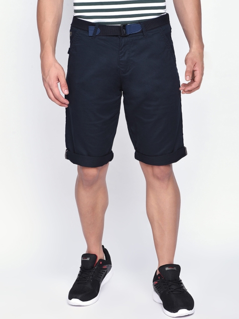 

beevee Men Navy Blue Solid Regular Fit Shorts