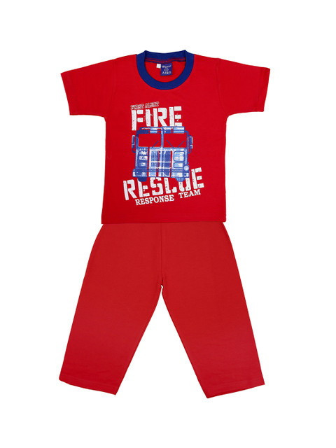 

SWEET ANGEL Boys Red Printed Night Suit