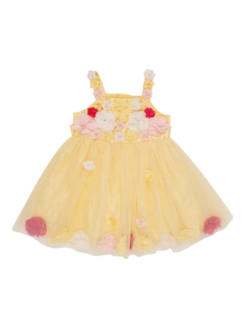 

Pantaloons Baby Girls Yellow Appliqued Fit and Flare Dress
