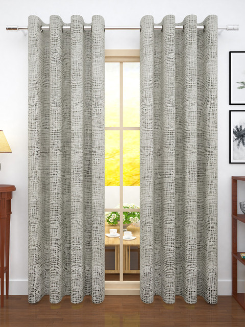 

Story@home Grey Set of 2 Jacquard Textured Door Curtains
