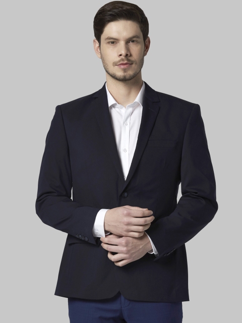 

Park Avenue Men Navy Blue Solid Single-Breasted Formal Blazer
