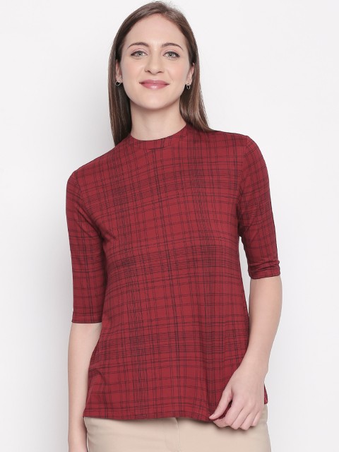 

Annabelle by Pantaloons Women Rust & Black Checked Top