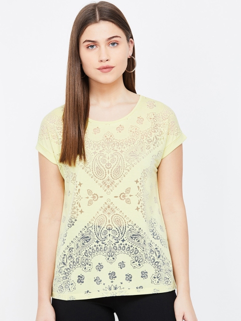 CODE by Lifestyle Women Yellow Self Design Top