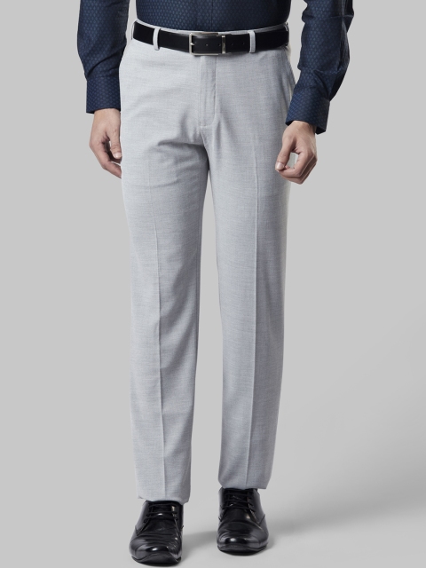 

Raymond Men Grey Slim Fit Self Design Formal Trousers
